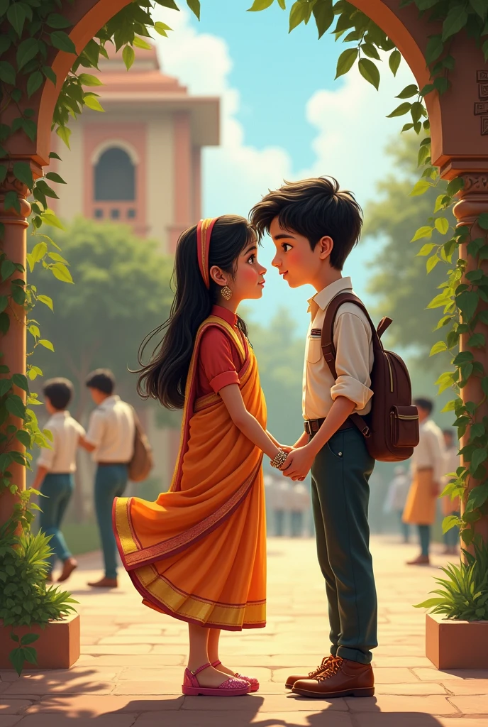 A school girl or boy date each other in india
