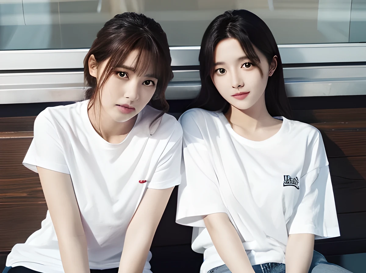 Realistic photos　high resolution　Idols in their late 20s　White T-shirt　