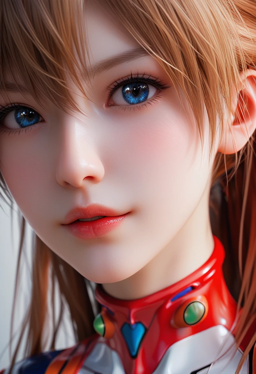 score_9, score_8_up, score_7_up, Asuka Langley Soryu in plugsuit, charming face, Neon Genesis Evangelion, Close-up details, realistic style photo young woman, platinum brown hair, long hair, outstanding style, tall, cute, in her teens. Use soft lighting to cast gentle shadows on the subject, adding a touch of dimension to your images without compromising details, Girl's profile picture, realistic skin texture, detailed picture, HD32k,Painstaking Attention To Details