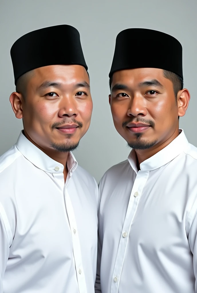 Photo of 2 men, Alfredi Husni, wearing white shirts and wearing HD quality peci