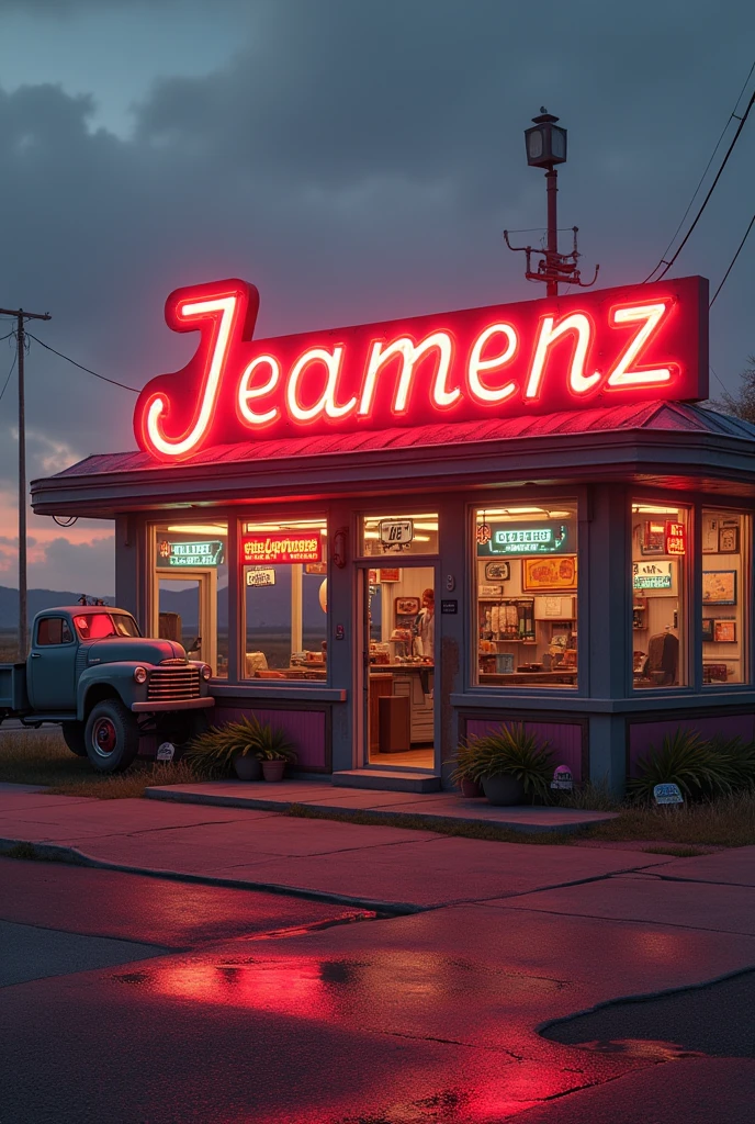 A roadside diner, with the name of jeamenz