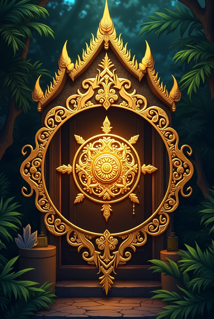 Please help design a logo for an amulet shop. The shop name is Siam Blessings Amulets with a gold front.