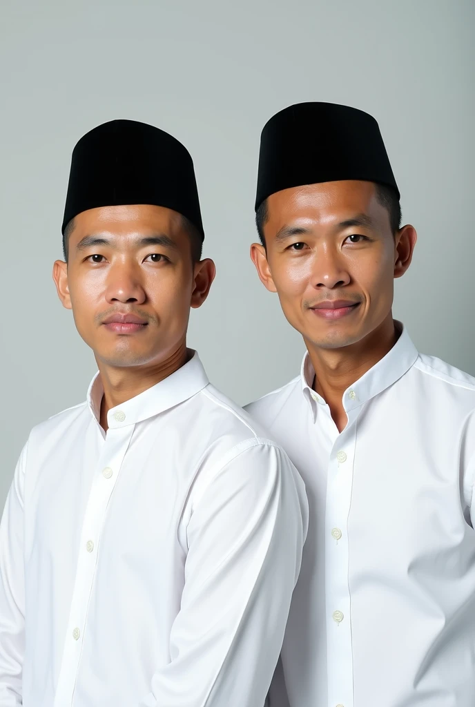 Photo of 2 men, Alfredi Husni, wearing white shirts and wearing HD quality peci