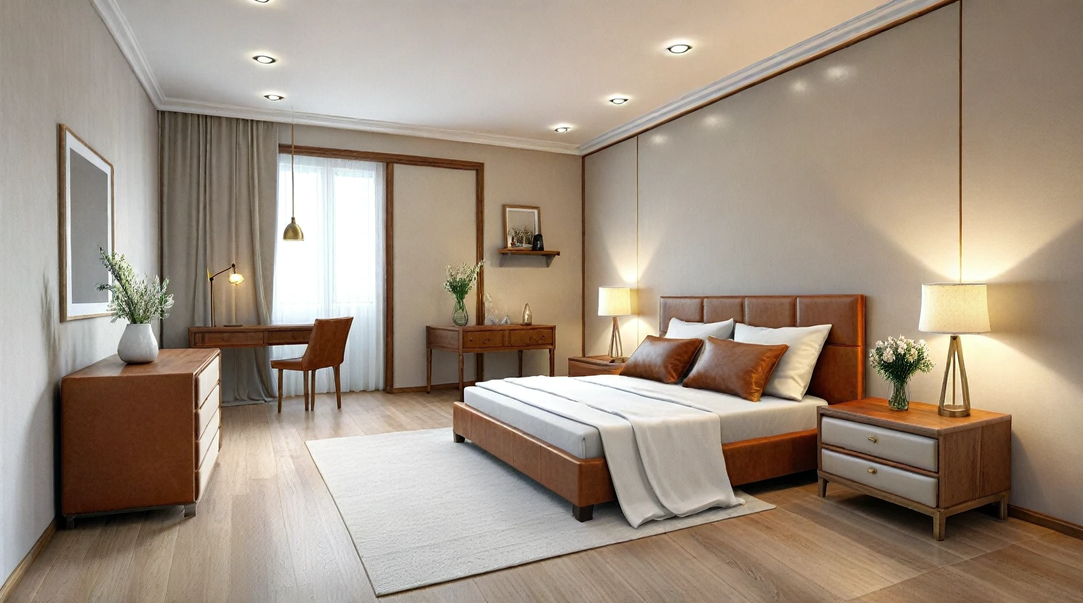 RAW photo, masterpiece, a view of a ( BEDroom :1.3) with a couch, chairs, and a chandelier, highly detailed interior, neo - classical style, neoclassical style, neoclassicism style, interior architect architectural visualization, neoclassical style, in style of classicism, white light sun, rendered in vray, rendered in v-ray, rendered in unreal engine 3d, (photorealistic:1.2), (photorealistic:1.5), best quality, ultra high res, architechture, (leather sofa detail:1.5), neoclassic house, (detailed railing neoclassic:1.5), luxury neoclassical villa, (mable floor details:1.5), (detailed neoclassical carpet:1.5), in the style of neoclassical scene, glass windows, best quality, (Intricate lines:1.5), ((Photorealism:1.5)),(((hyper detail:1.5))), archdaily, award winning design, (dynamic light:1.3), (day light:1.2), (perfect light:1.3), (shimering light :1.4),  refection glass windows, (curved line architecture arch:1.2), photorealistic, FKAA, TXAA, RTX, SSAO, Post Processing, Post-Production, CGI, VFX, SFX, Full color,((Unreal Engine 5)), Canon EOS R5 Camera + Lens RF 45MP full-frame CMOS sensor, HDR, Realistic, Cinematic intricate detail, extreme detail, science, hyper-detail, FKAA, super detail, super realistic, crazy detail, intricate detail, nice color grading, reflected light on glass, eye-catching wall lights, unreal engine 5, octane render, cinematic, trending on artstation, High-fidelity, Viwvid, Crisp, Sharp, Bright, Stunning, ((Lifelike)), Natural, ((Eye-catching)), Illuminating, Flawless, High-quality,Sharp edge rendering, medium soft lighting, photographic render, detailed archviz, ((( Pachyloba, Doussie, Afzelia wooden : 1.7 ))),((( organe wooden : 2.5 )))