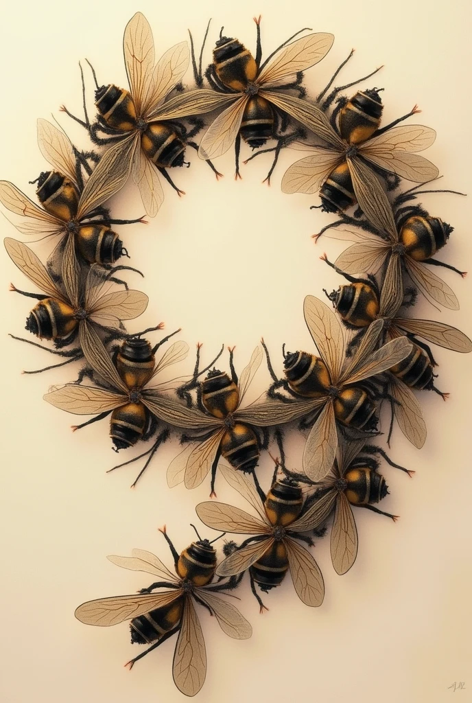 Tattoo of realistic swarm of bees circle