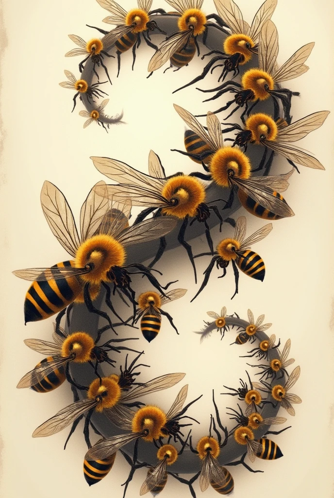 Tattoo of realistic swarm of bees circle