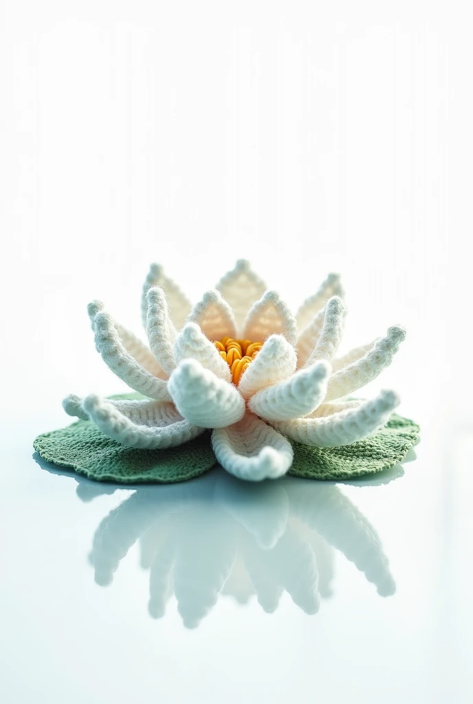 Create a crochet water lily illustration with a white background