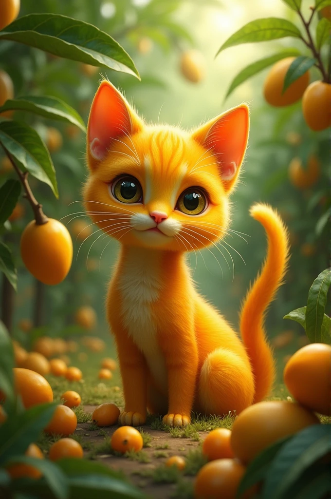 A mango cat in the mango field 