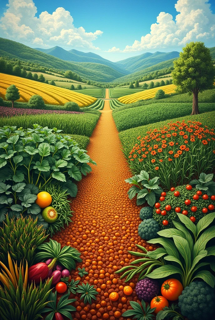 Zero hunger and sustainable agriculture, I want an idea to paint on a canvas