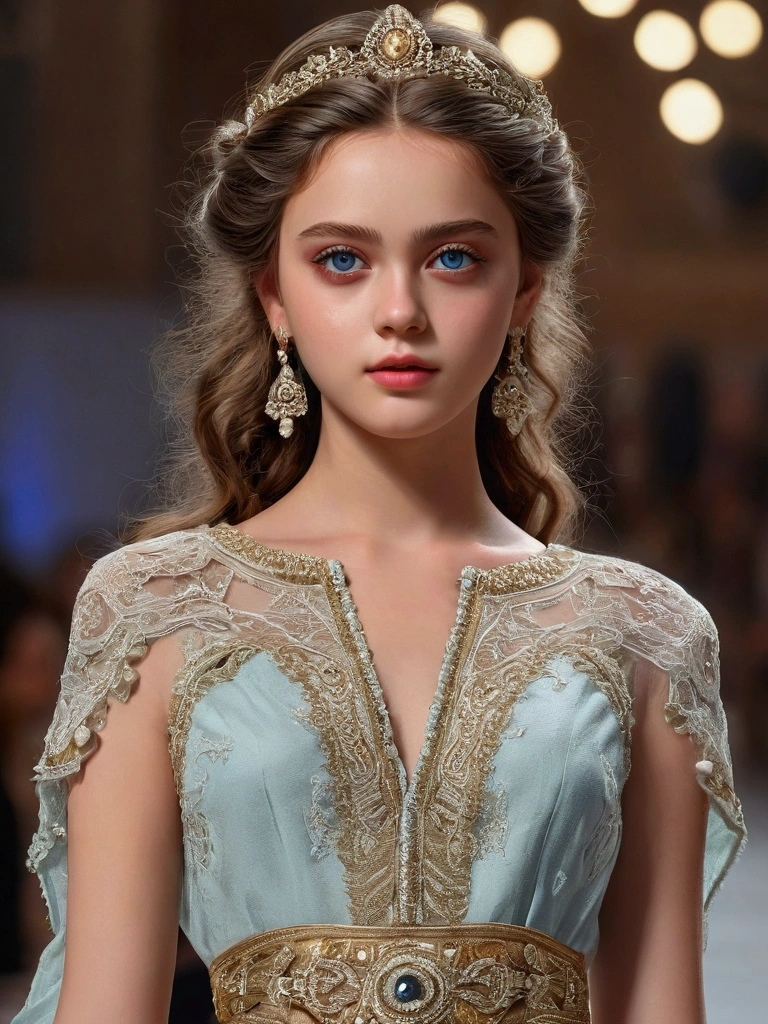 (photorealistic:1.4), best quality, masterpiece, ultra high res, 1girl, (detailed face:1.2), (detailed eyes:1.2), (detailed hair:1.2), (detailed clothes:1.2), 4k, (detailed color:1.2), walking on fashion show, full body.