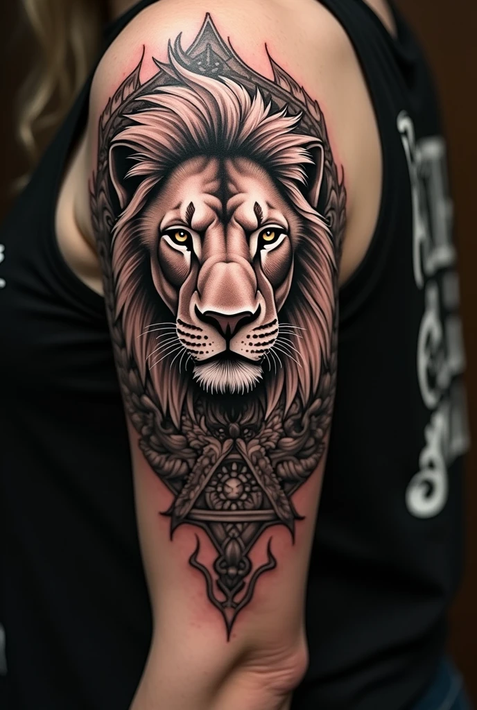 A lion tattoo on the back, not so masculine nor so feminine, something small and that matches the spine 