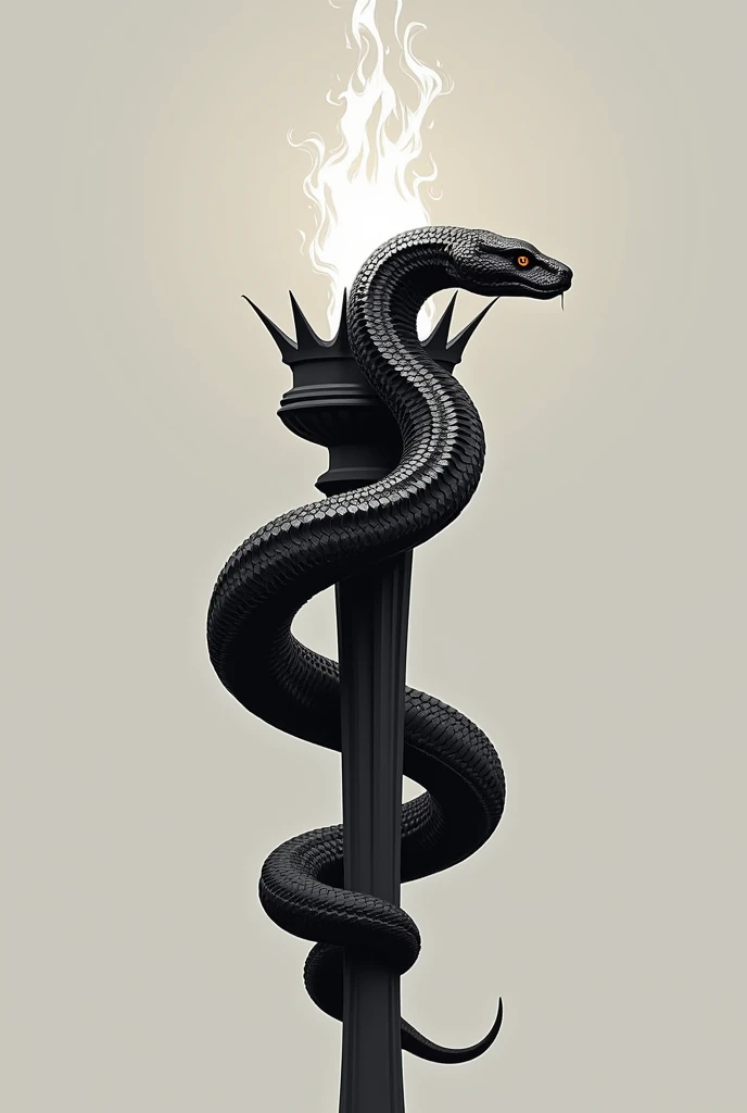 Cobra snake wrapped around a torch resembling the Statue of Liberty&#39;s torch. Minimalist profile