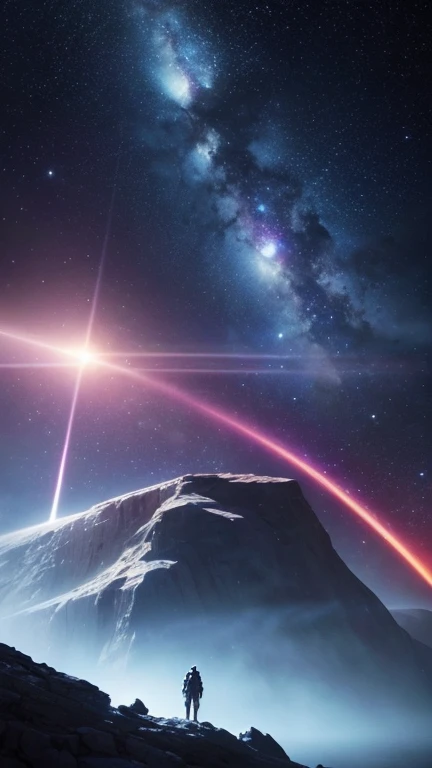
unseen landscape of a breathtaking cosmic expanse, captured in 8K resolution for stunning detail, a massive, swirling nebula in vibrant shades of purple blue and gold dominates the background, gaseous tendrils stretching across the star-studded void, while a fleet of starships battle in colorful clouds, their hulls reflecting the brilliant hues of the nebula, a distant planet with rings made of shimmering ice and rock looms in the foreground, illuminated by the light of a nearby sun, casting a warm glow over the scene, a lone astronaut floats outside their ship, tethered by a thin line, gazing in awe at the celestial beauty surrounding them, evoking a sense of wonder and exploration in this magnificent universe. beautiful gorgeous digital art,style of greg rutkowski,janek sedlar,jenny saville:0] BadDream, fluxenh4nce, otclillsn, ral-ertmsphr, carcosa city style , novuschroma43 style