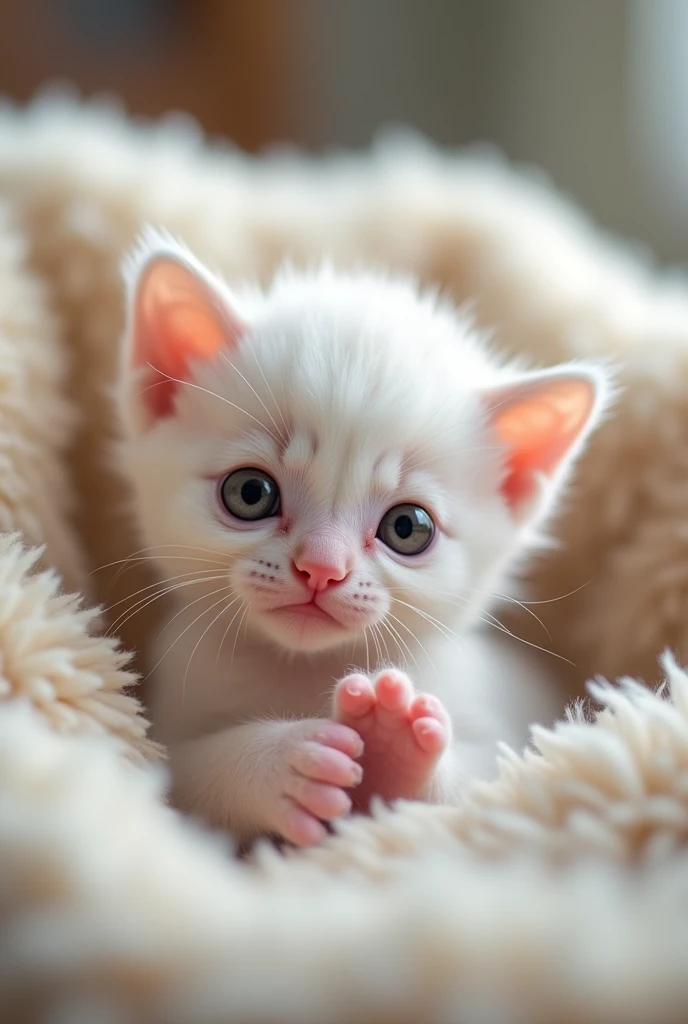 White kitten baby 
with 