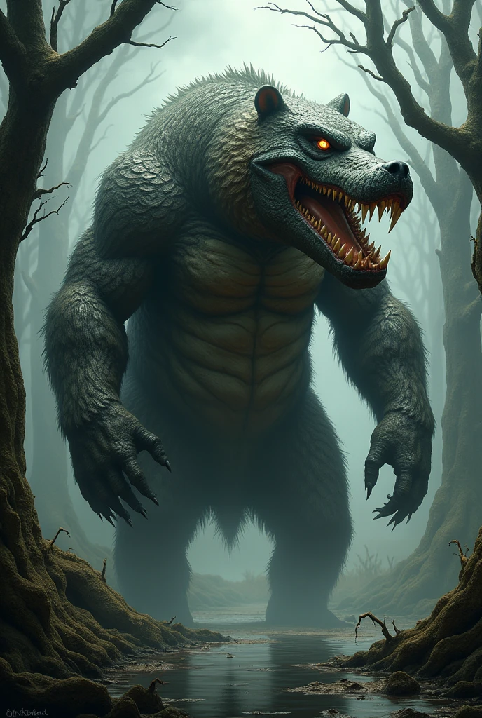 Um urso fundido a um crocodilo