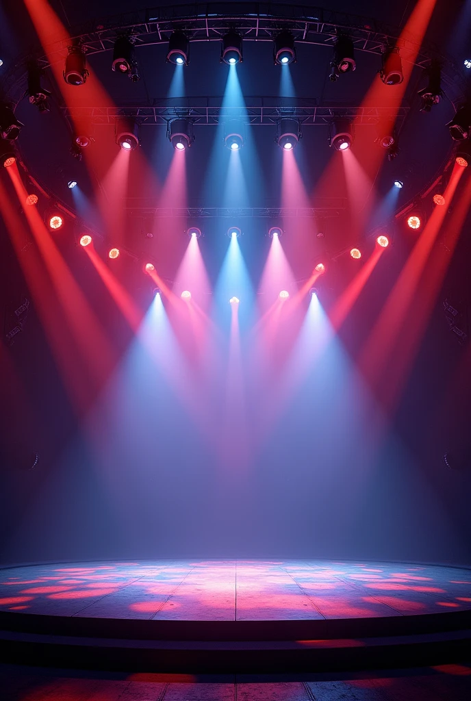 the stage of concert , the lights and colors. But there are no musicians. realistic