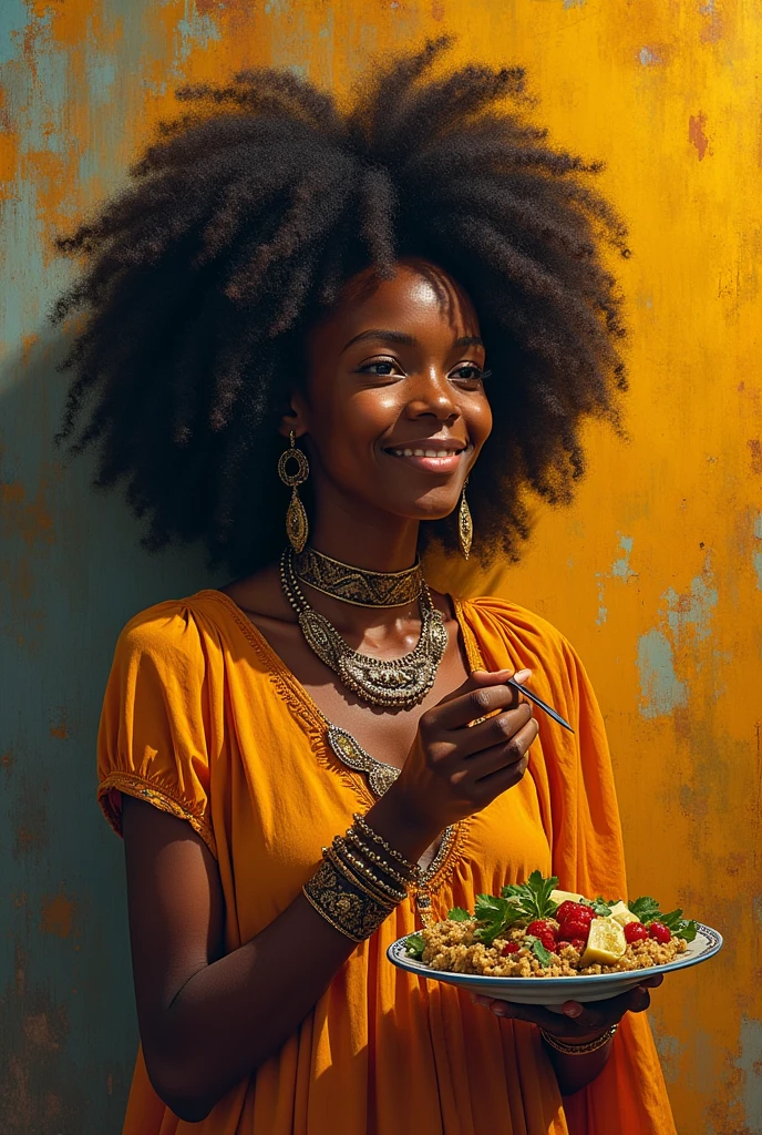 Create an African eating shit