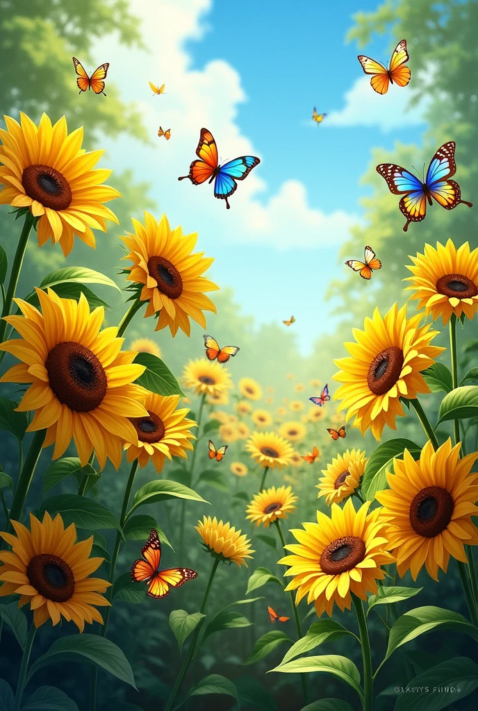 Image by Gladys: Sunflower and butterfly garden theme. Imagine a vibrant garden with sunflowers in full bloom and colorful butterflies fluttering among the flowers.. You can add a green and sunny background to give a feeling of freshness and joy..
with the name gladys fund