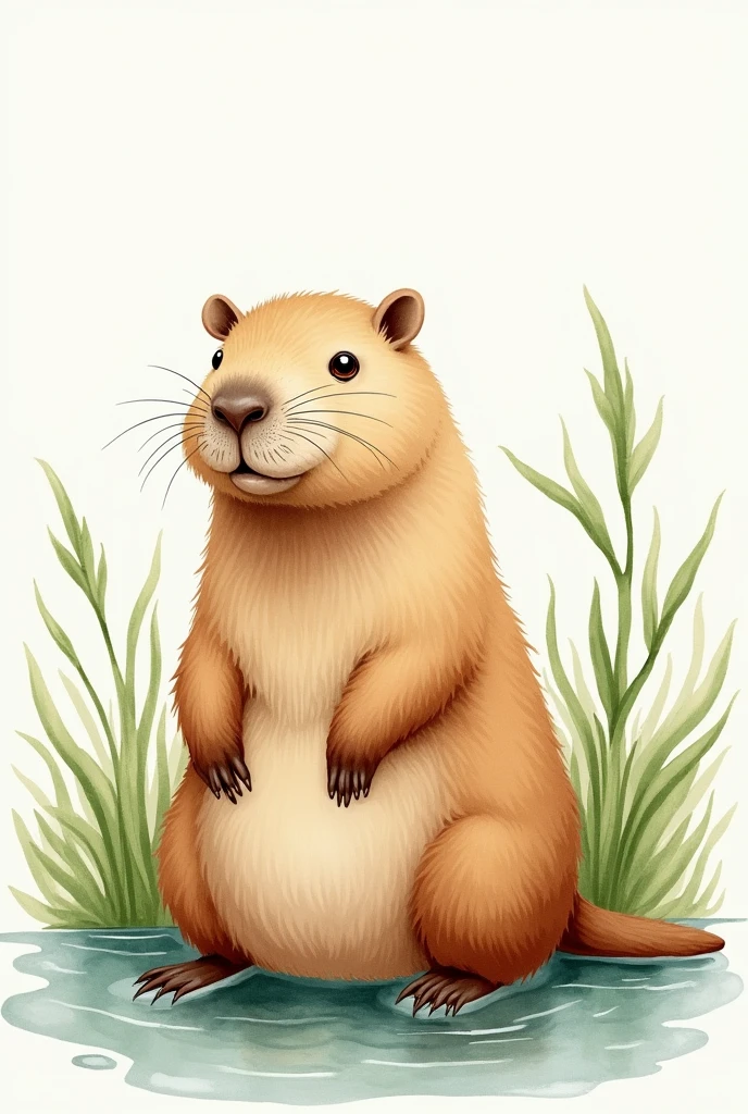 Create me a watercolor image of a capybara