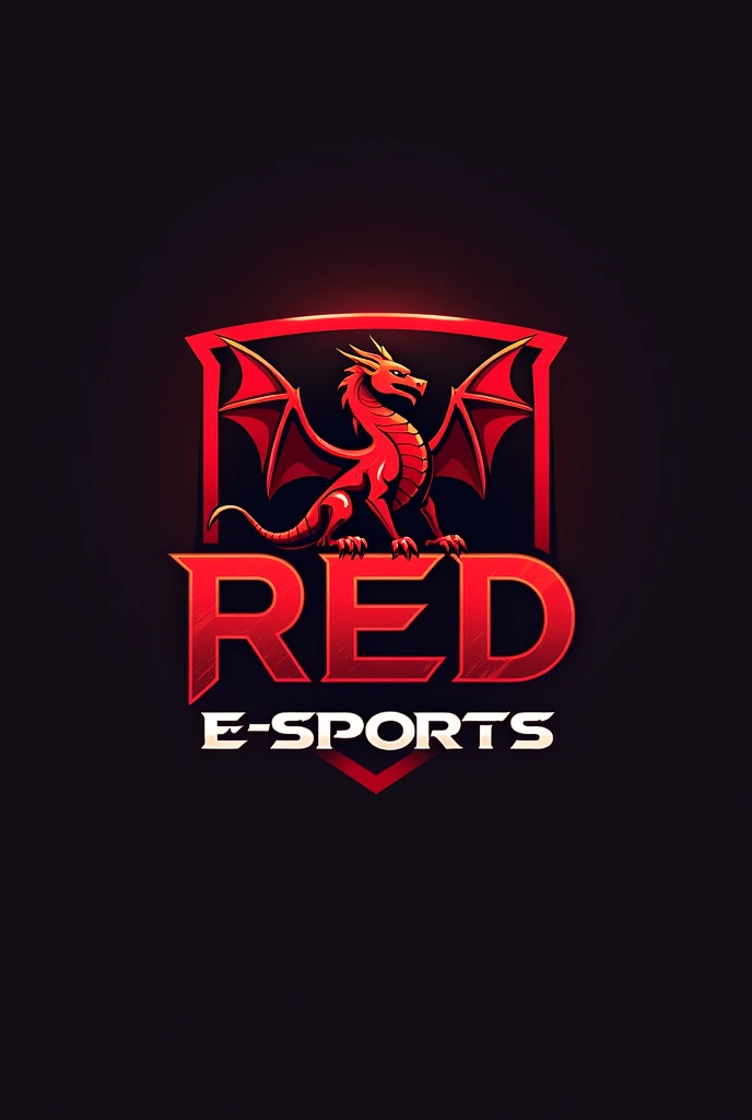 Simple red dragon on top of the name RED E-SPORTS being a gaming team logo