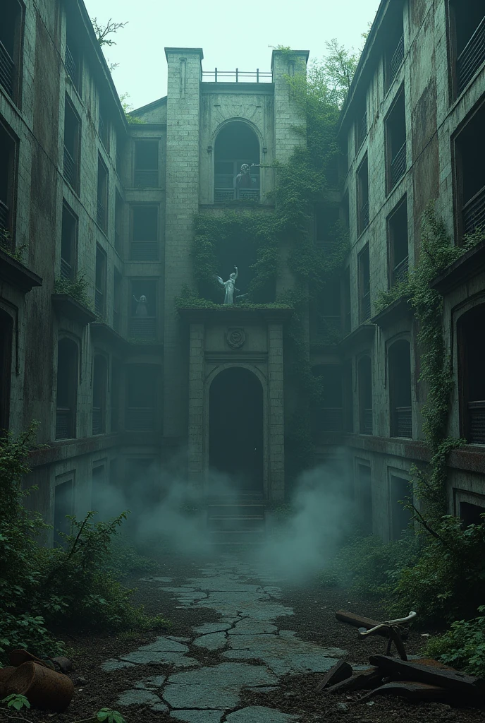 Very ugly and terrifying haunted hospital with ruins