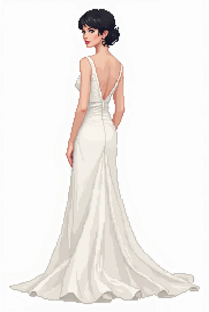 art,35px,pixelart,pixel,Black Hair,,Wedding dress,White background