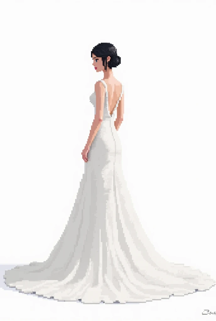 art,35px,pixelart,pixel,Black Hair,,Wedding dress,White background