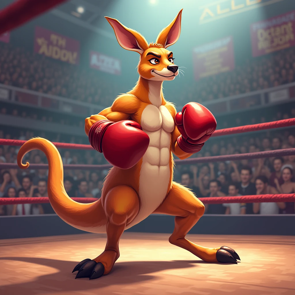Kangaroo with boxing gloves 