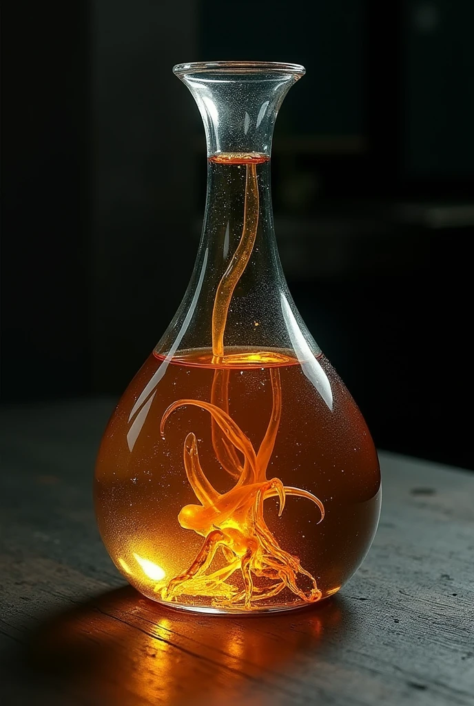 Create an image of a bottle with worm leachate