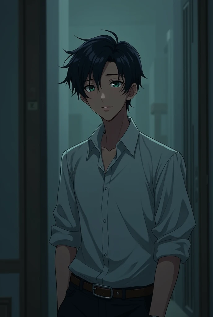 A handsome but unfortunate anime male character