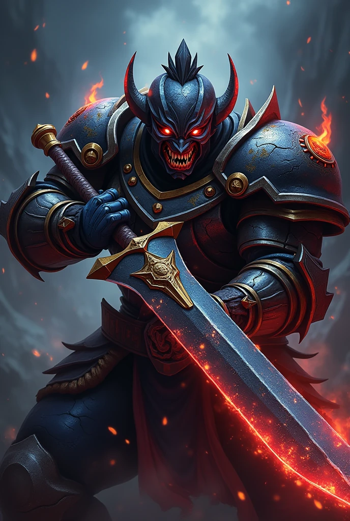 A gaming esport logo team name Ragegod. A warrior in rage with sword in hand fully armored