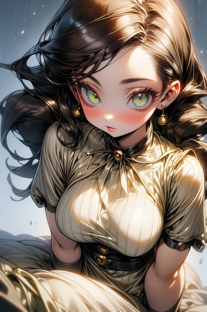 highest quality, ultra high resolution, super detailed, gorgeous, masterpiece, best quality, high resolution finely detailed, extremely beautiful, distinct image, ((identical twins)), cotton button front ribbed lounge romper, ((best quality)) ((best quality)), ((masterpiece)), (detailed), 4k image, anime style, beautiful and seductive young girls, age girls, fair white skin, oval shaped face, seductive and sharp facial features, astonishing sex appeal, curly hazel-brown hair, slim, curvy body, green eyes, full lips, medium height, large breasts,