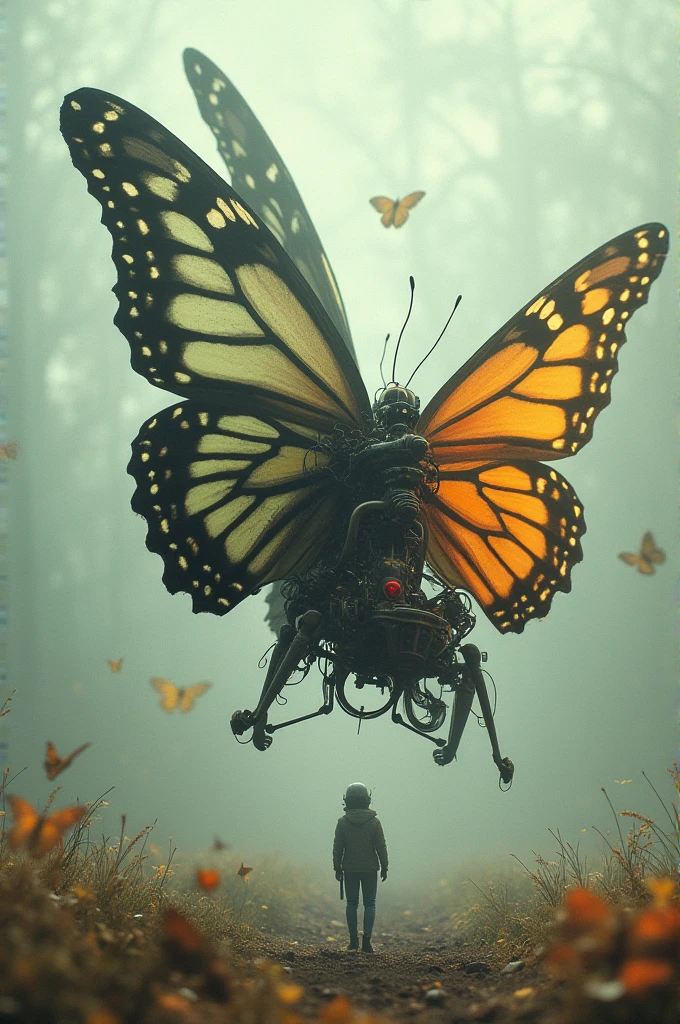 The helicopter and the butterfly had an accident.