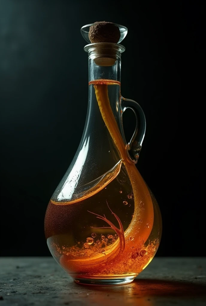 Create an image of a bottle with worm leachate