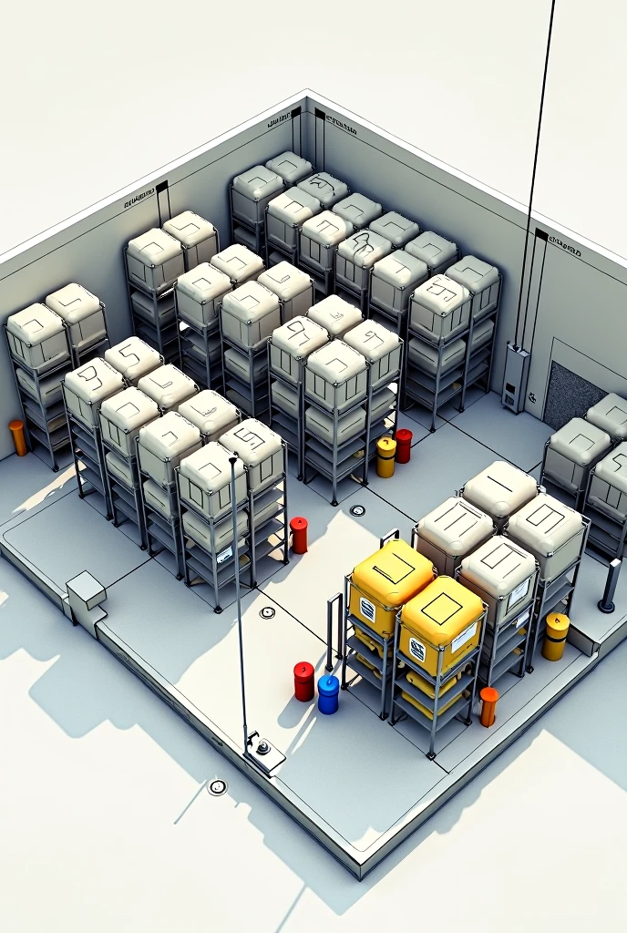 Draw a simulation drawing of the storage of Class 2A substances outside the building.

