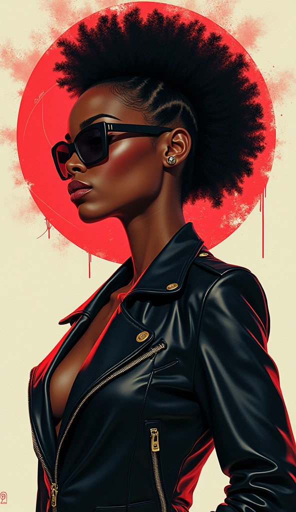 painting of a woman with sunglasses and a leather jacket, lois van rossdraws, ross tran style, moebius + loish + wlop, rossdraws | afrofuturism, rossdraws 2. 0, by Ross Tran, in the style of ross tran, rossdraws 1. 0, rossdraws global illumination, style ivan talavera and artgerm