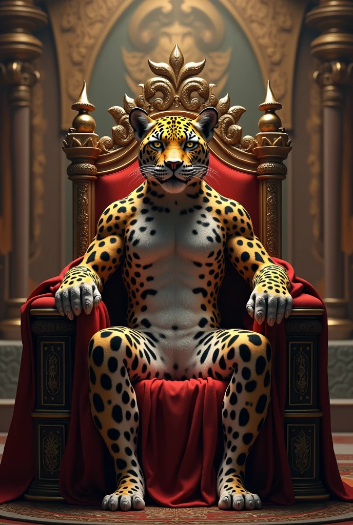 A jaguar king sitting on his throne
