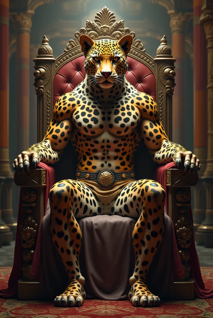 A jaguar king sitting on his throne