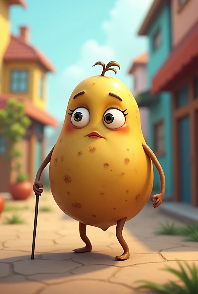 Smart walking potato cartoon