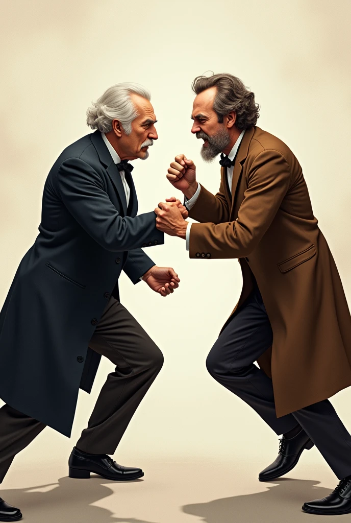 a picture of Joule vs Mayer in a fight, less obscene