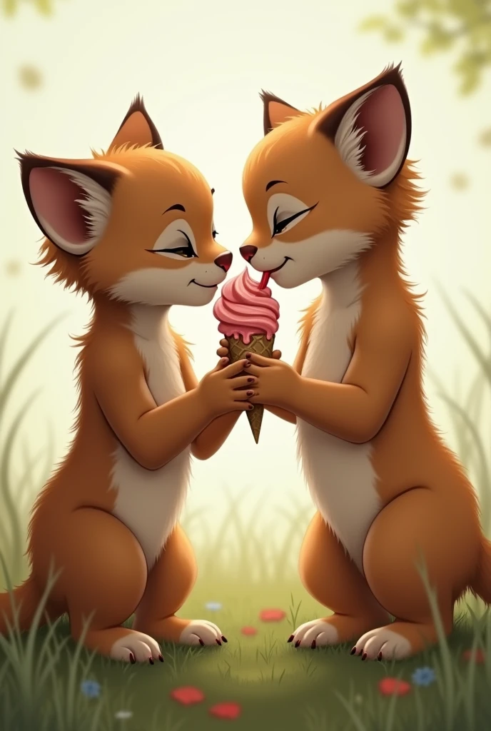 2 cub male naked top licking at 1 ice cream