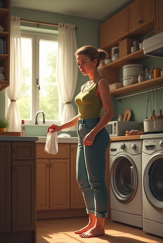 A woman doing housework