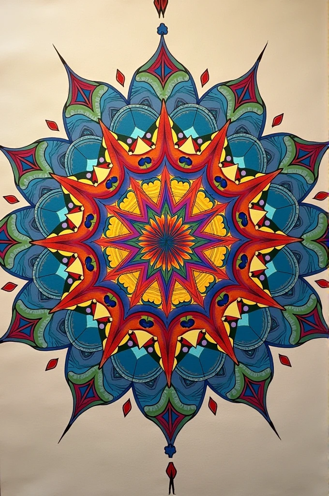 Generate the picture of an easy to draw yet beautiful mandala art. It is to be fitted on a rectangular cloth