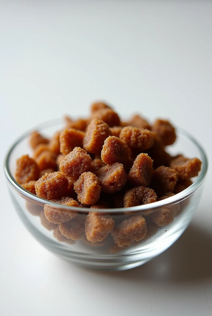 cereal based on cochayuyo that is brown in color, that they are in a glass dish only the cereal