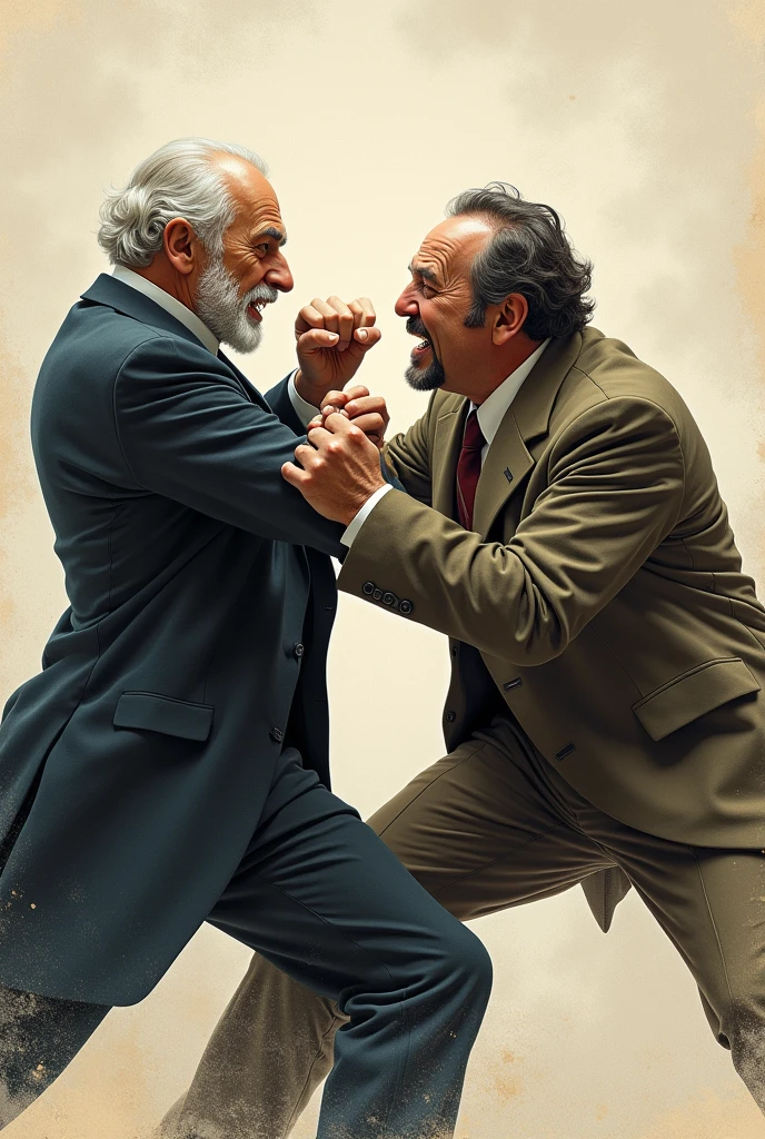 a picture of Joule vs Mayer in a fight, less obscene