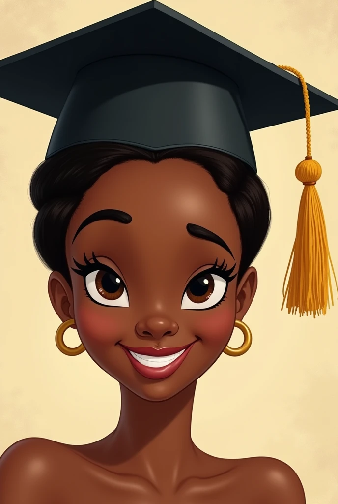 princess tiana in a graduation cap