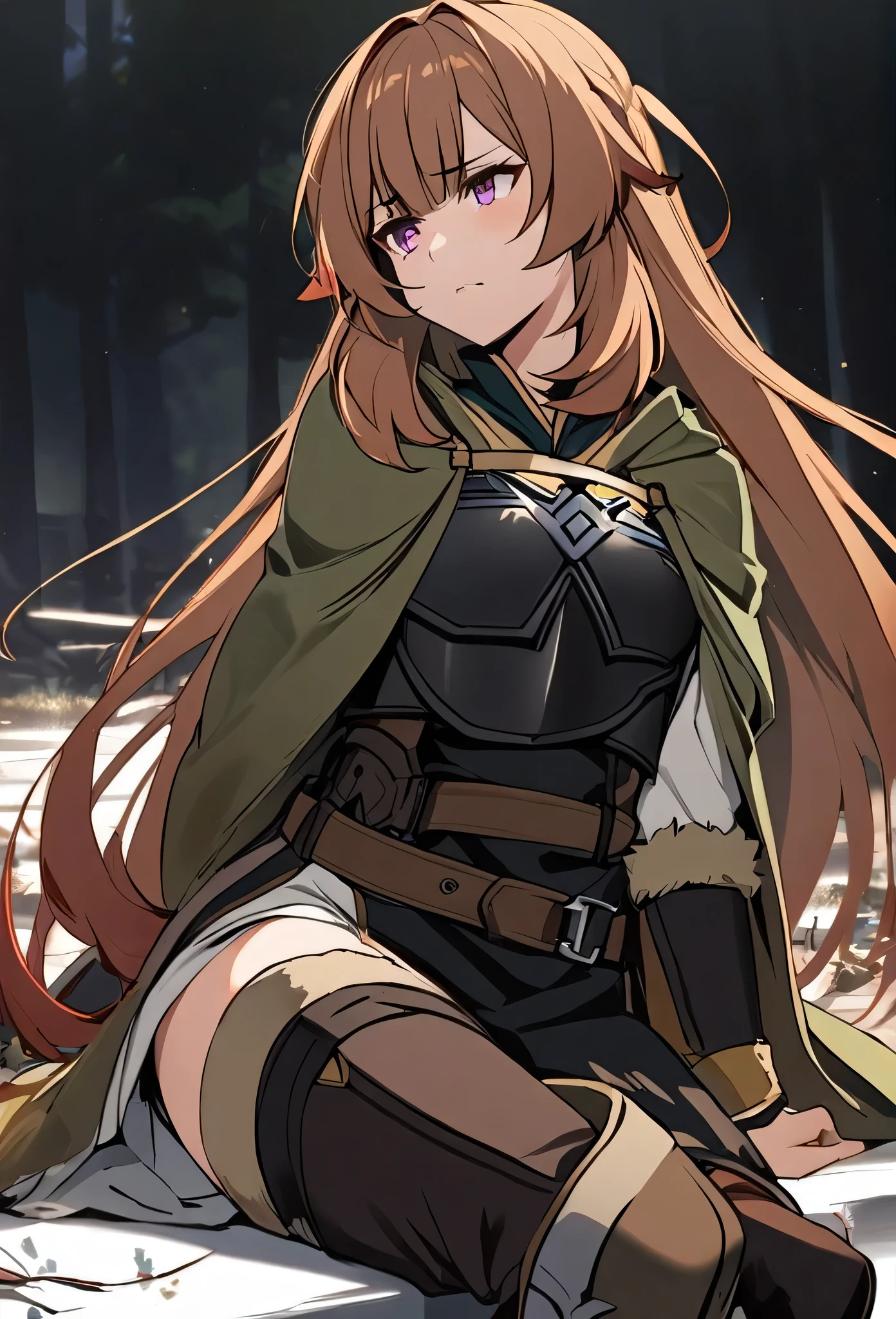 1girl, solo, raphtalia, the rising of the shield hero, black boots, black armor, evil side, 