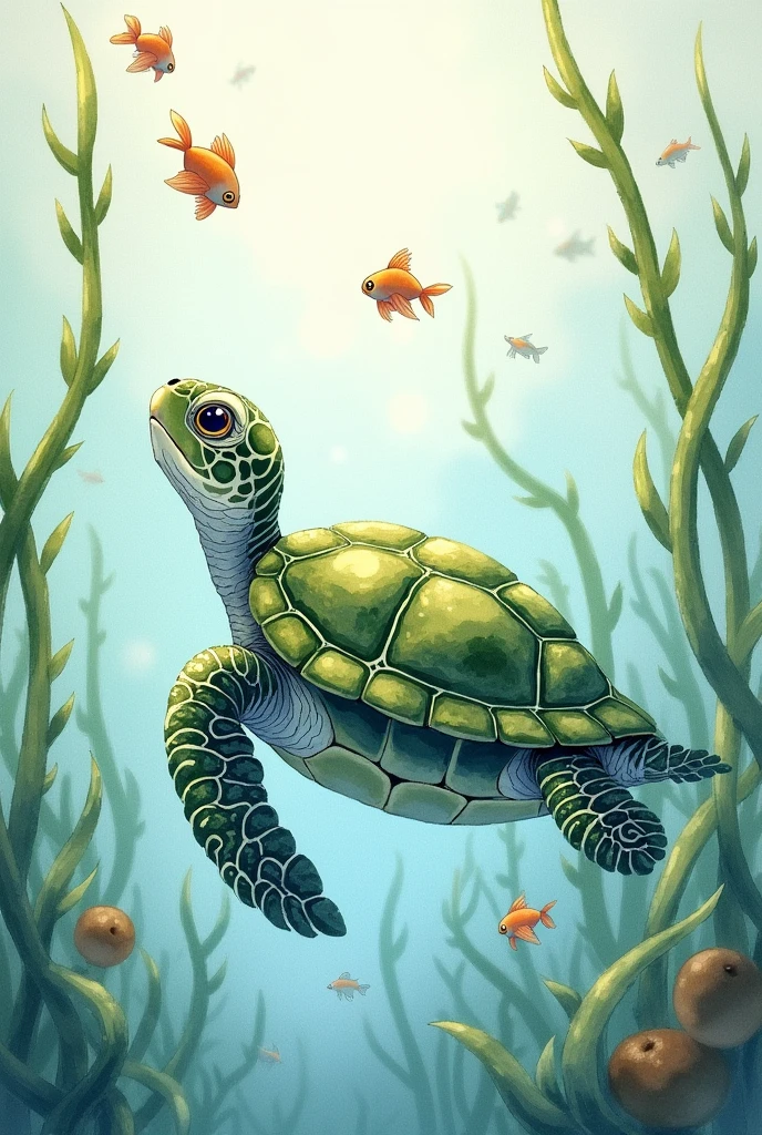 Create me a watercolor picture of a turtle