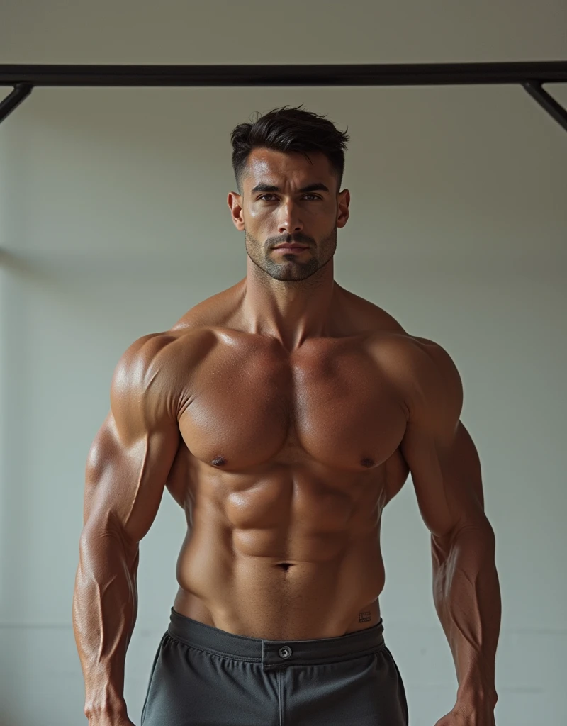 Calisthenics man body front side