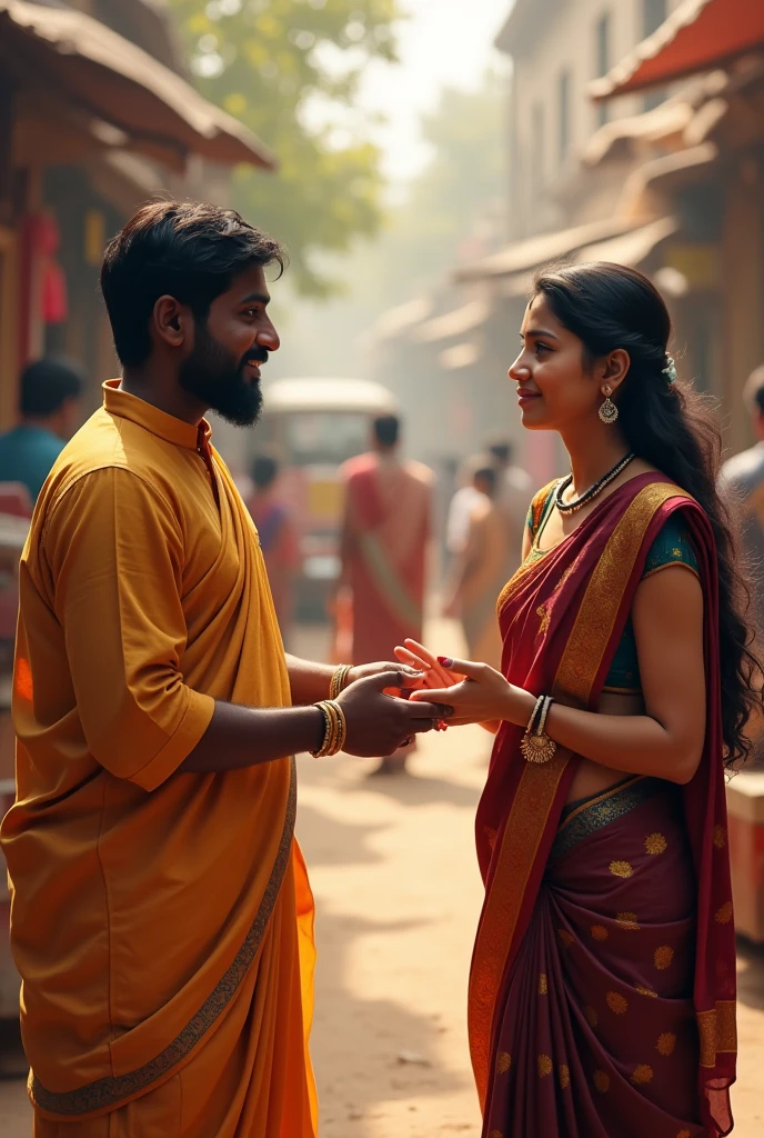 one Indian person asking another indian person for something needs